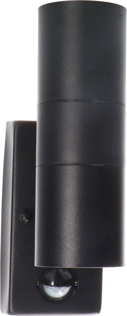 LED's light Außen-Wandleuchte rund in Schwarz aus Edelstahl und Glas mit Bewegungsmelder, Dämmerungssensor und Timer für Up-and-Down-Beleuchtung - Bild 1