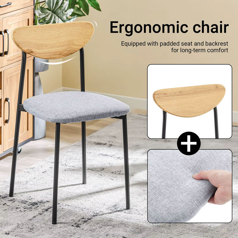 SoBuy Essgruppe 5-teilig im skandinavischen Design mit 4 Stühlen in Natur und Grau mit Stoffbezug B/T/H: 110 x 70 x 76 cm - Bild 4