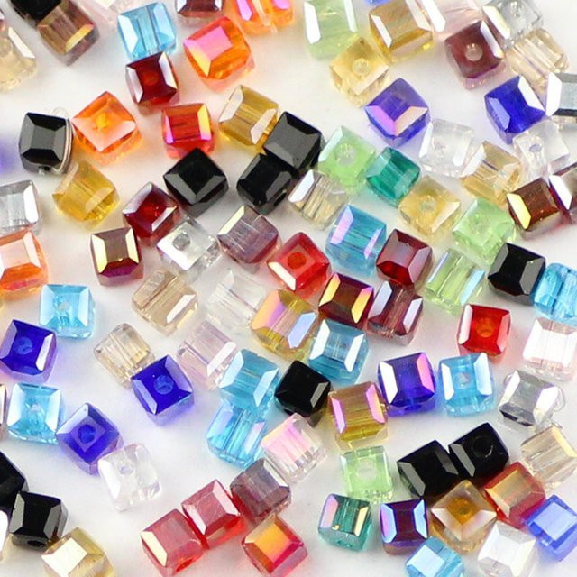 Wlyees Glas Perlen, quadratisch, 3 mm, 100 Stück - Bild 1