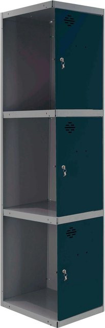 PROREGAL Spind AMEGO Anbaumodul mit 3 Abteilen, Schließfach Garderobe aus Metall, Anthrazit, H x B x T: 180 x 30 x 50 cm - Bild 1