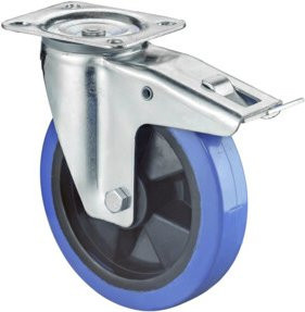 BS Transportrolle L420.B61.200 Lenkrolle mit Totalfeststeller in Blau mit 200 mm Raddurchmesser - Bild 1