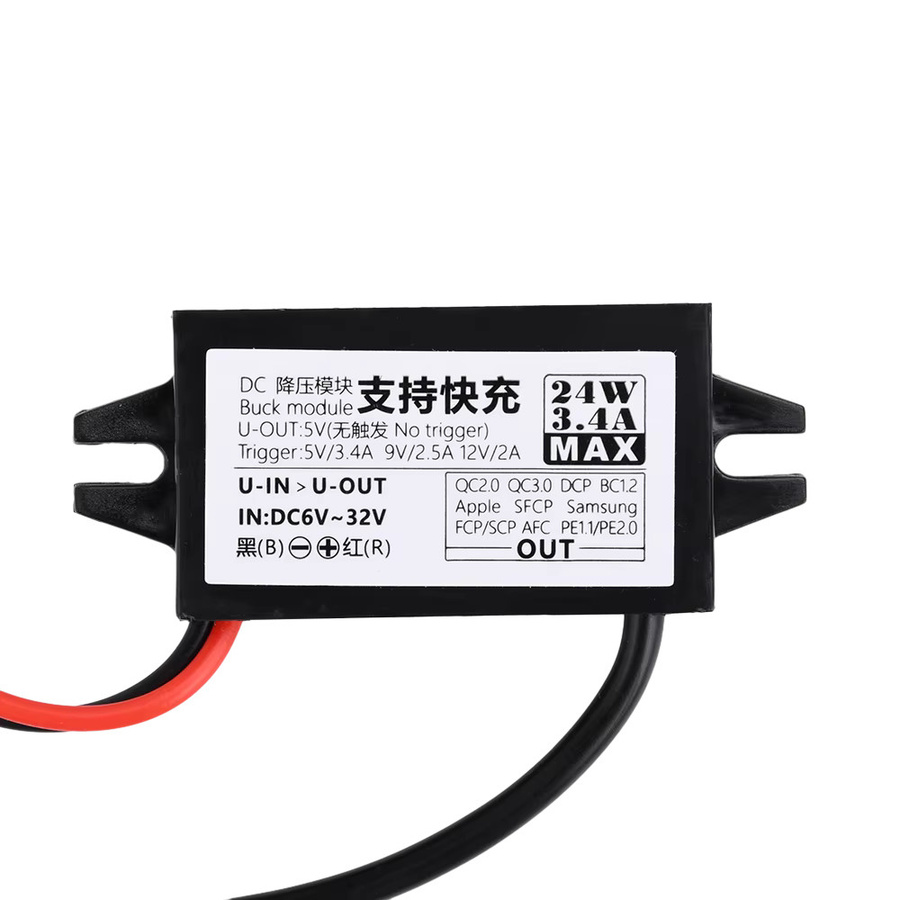 Wasserdichter DC-DC Step Down Konverter 6-30V auf 5V 9V 12V 24V mit USB-A und Typ-C Anschluss in Schwarz - Bild 2