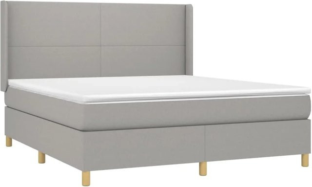 vidaXL Boxspringbett mit Matratze und LED-Beleuchtung in Hellgrau, Hybrid-Bett mit USB-Anschluss und Kopfteil, B/T/H: 180 x 200 x 183 cm - Bild 1