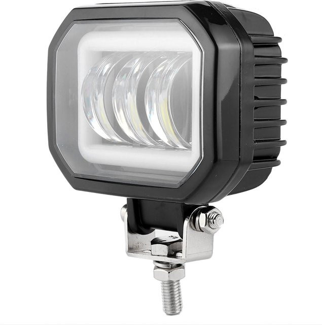 Koogeelife LED Arbeitsscheinwerfer 3,5 Zoll 30W mit Angel Eyes, quadratisch, 6000K kühles weißes Licht, wasserdicht, Farbe: Grau - Bild 1