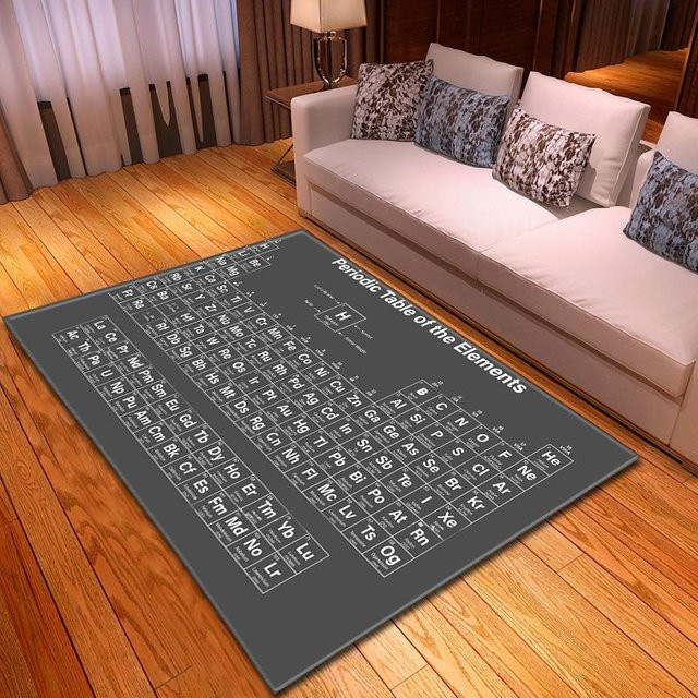 Rutschfester Teppich mit Periodensystem der Elemente Muster von Karpetti in Grau, B/T: 120 x 40 cm - Bild 1
