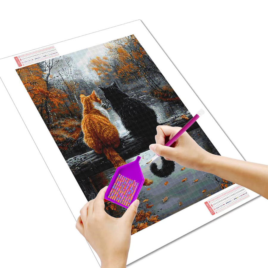 Huacan Katze Herbst Diamant Stickerei, DIY Diamant Malerei Komplettset - Bild 2
