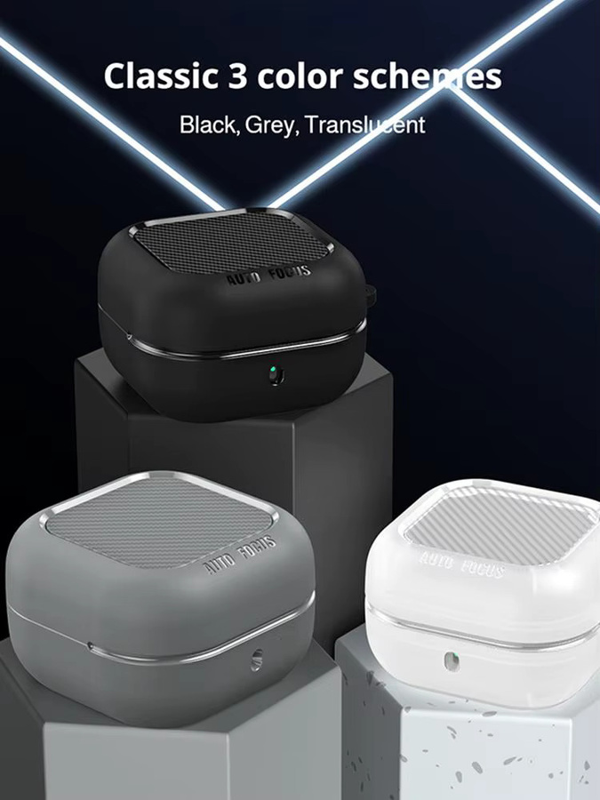 Schutzhülle mit Carbonfaser-Textur für Samsung Galaxy Buds4 und Buds4 Pro inklusive Haken und kabellosem Laden kompatibel - Bild 5