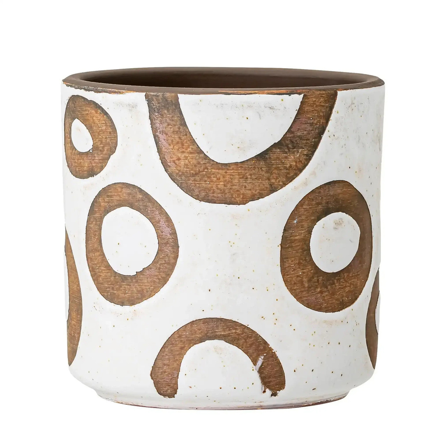 Bloomingville Blumentopf Avo Deco aus Terrakotta in Weiß, Höhe: 12 cm - Bild 1