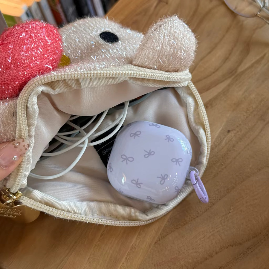 Stoßfeste Schutzhülle für Samsung Galaxy Buds4 Pro, Buds3 Pro, Buds2 Pro, FE und Live in Lila mit romantischem Schleifen-Design - Bild 2
