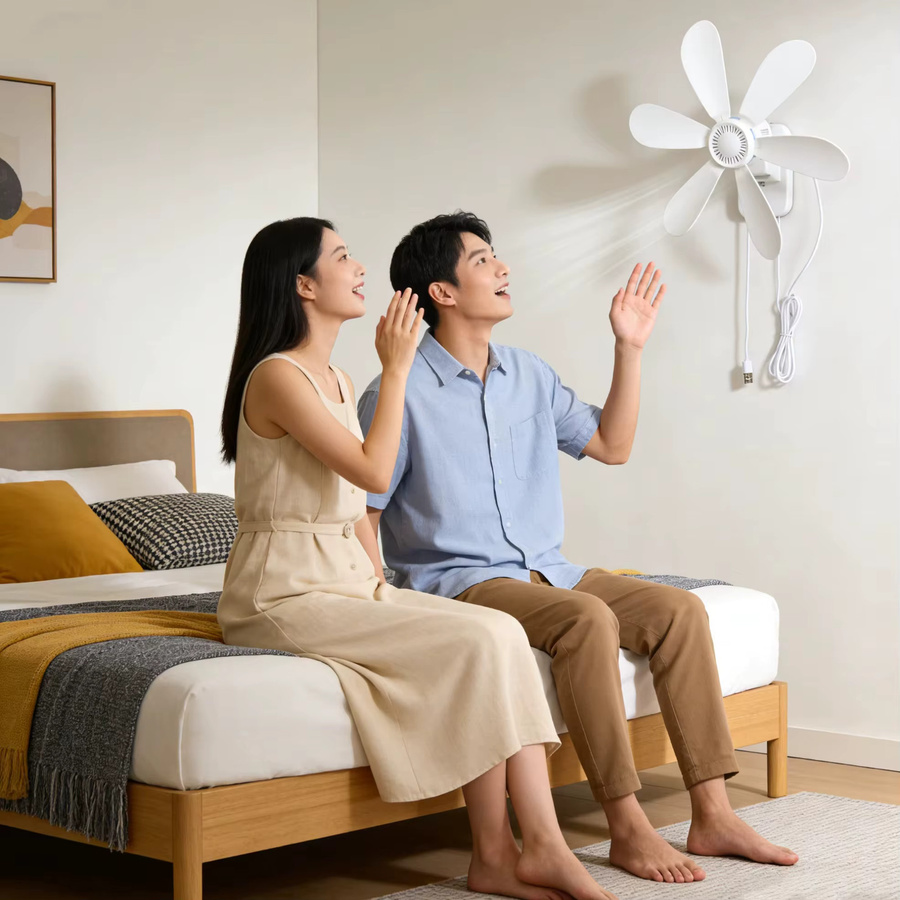 XIAOTREE Wandventilator in Weiß mit Fernbedienung, Timer und 4 Geschwindigkeitsstufen, leiser USB-Ventilator für Schlafzimmer und Küche - Bild 3