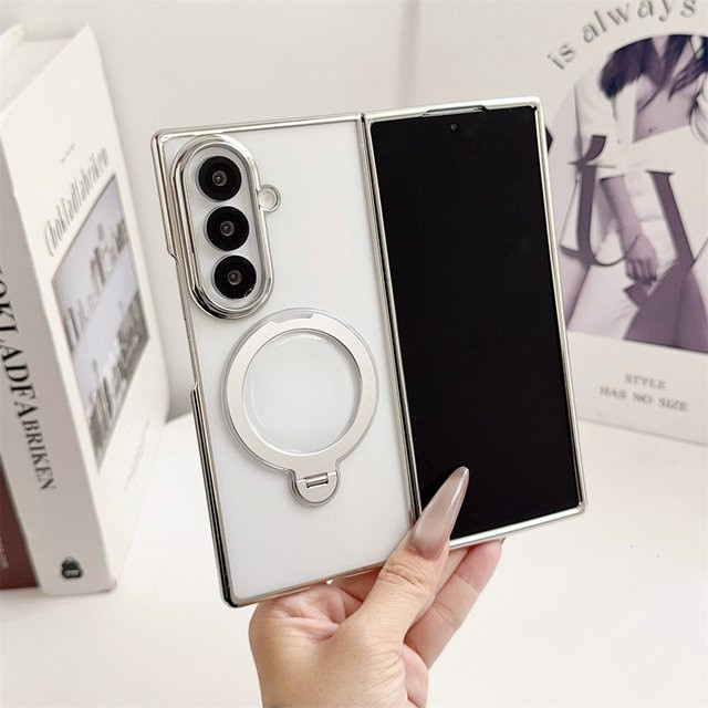 Transparente Handyhülle mit 360-Grad-Drehhalterung und MagSafe magnetischer Ladefunktion für Samsung Galaxy Z Fold 7 6 5 4 - Bild 1