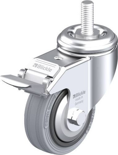 Blickle Lenkrolle LKRA-VPA 80G-FI-FA-GS12 mit Feststeller, Farbe: Silber, Rad-Durchmesser: 80 mm, Tragfähigkeit: 80 kg - Bild 1
