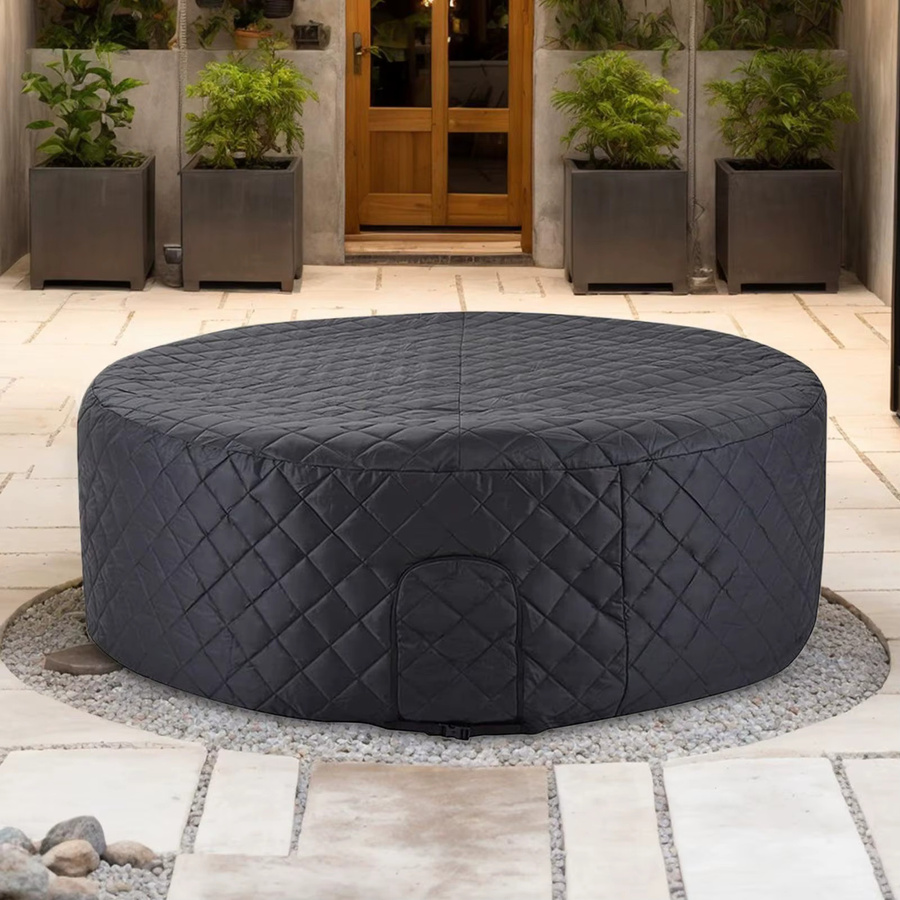 Isolierte Whirlpool-Abdeckung für runde aufblasbare Spas, wasserdichte Winter-Pool-Abdeckung in Schwarz - Bild 2