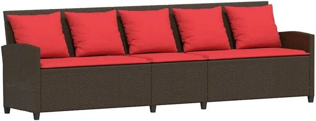vidaXL Gartensofa 5-Sitzer aus Polyrattan in Braun mit Kissen und UV-beständigen Polstern - Bild 1