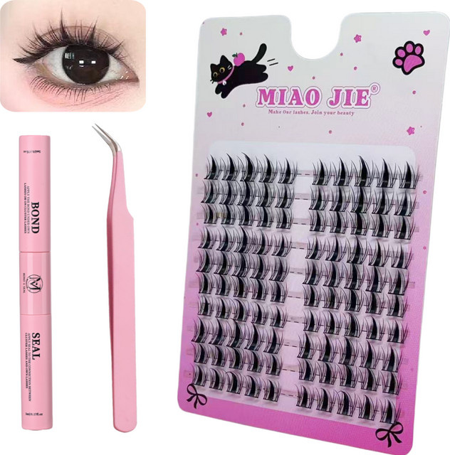 MIAOJIE Künstliche Wimpern Set, Schwarz, 10 Reihen, Unisex - Bild 1