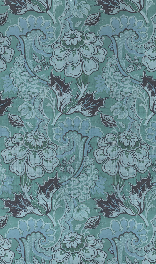 NLXL Mural Big Pattern Paola Wandtattoo in Blau und Grün mit botanischem und floralem Vintage-Design aus Vlies - Bild 1