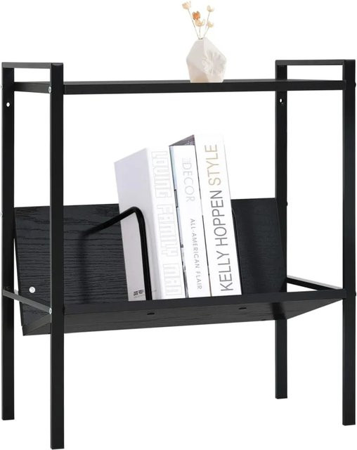 vidaXL Bücherregal im Industrial Design mit 2 Regalböden, Schwarz, B/T/H: 52 x 28 x 59 cm - Bild 1