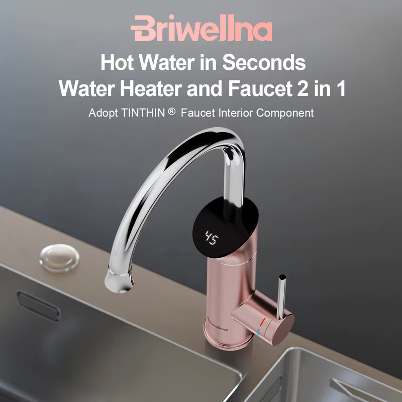 Briwellna 2 in 1 Elektrischer Warmwasserbereiter mit Digitalanzeige Küchenarmatur in Gold - Bild 2