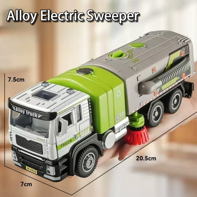 MAKEDA Diecast Modell Kehrmaschine 1:50 Elektrischer Hygiene-Lkw in Grün mit Licht und Sound - Bild 1