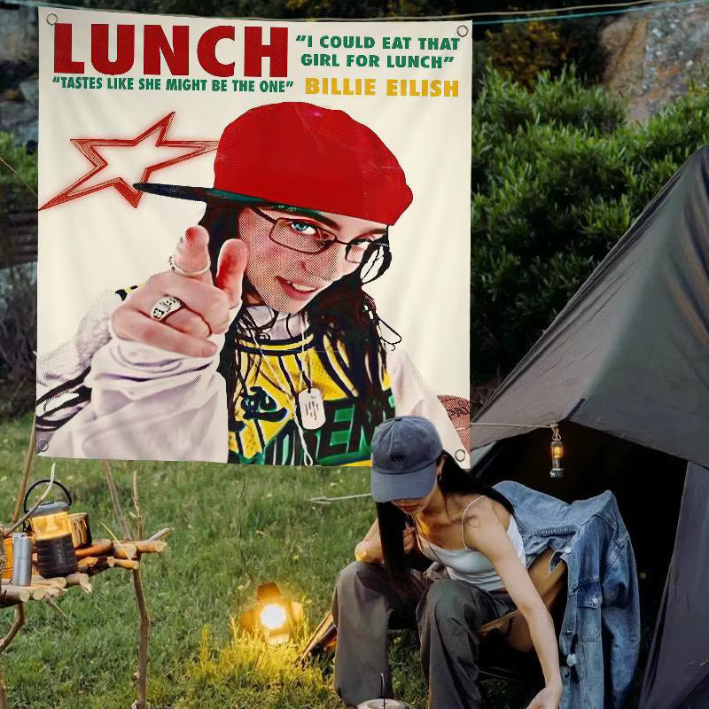 Potdemiel Retro-Flaggen Billie Eilish Banner zur Innendekoration für Wohnzimmer und Studio - Bild 5