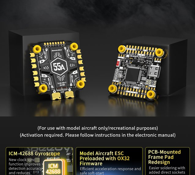 Speedybee F405 V5 Stack mit F405 V5 FC und OX32 4-in-1 55A ESC in Schwarz - Bild 1