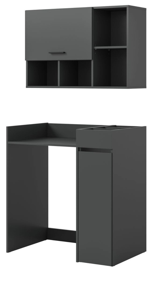 Waschmaschinenumbau Set Flexy in Grau, moderner Schrank mit Soft-Close-Türen und Regalfächern, B/H: 95 x 195 cm - Bild 4