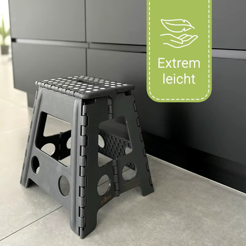 Heimwohl Tritthocker faltbar in Weiss mit Tragegriff und Anti-Rutsch-Beschichtung, Höhe: 40 cm - Bild 4