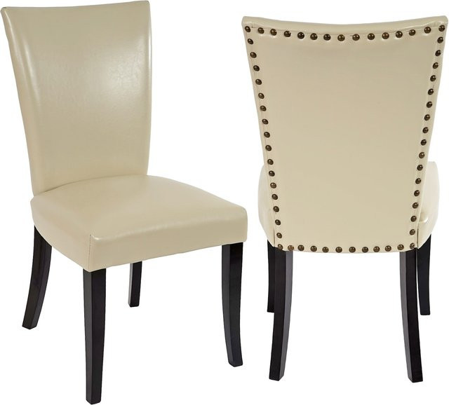 MCW Esszimmerstuhl Edinburgh 2er-Set Chesterfield aus Kunstleder in Beige mit Massivholzbeinen - Bild 1