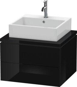 Duravit Waschtischunterschrank L-Cube in Schwarz Hochglanz mit 2 Schubkästen, B: 62 cm, T: 54,7 cm, H: 40 cm - Bild 1