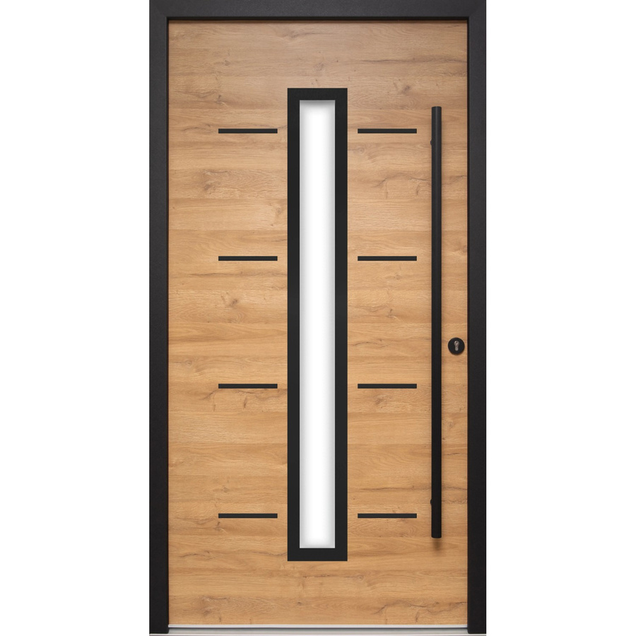 Splendoor Haustür ThermoSpace Milano Prime Woodeffect in Braun und Schwarz mit Glaseinsatz, Anschlag Rechts, B: 110 cm, H: 210 cm - Bild 2