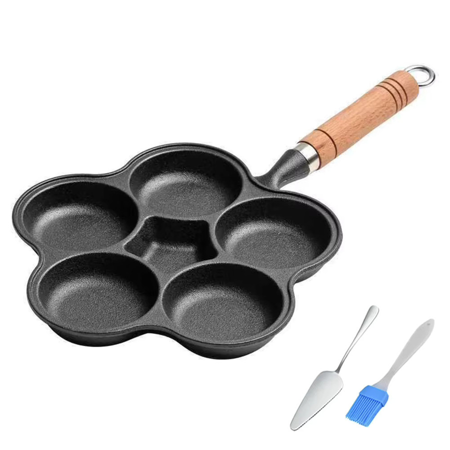 Antihaft Pfanne aus Gusseisen mit 1-7 Löchern für Eier, Omelett und Kuchen in Schwarz - Bild 5