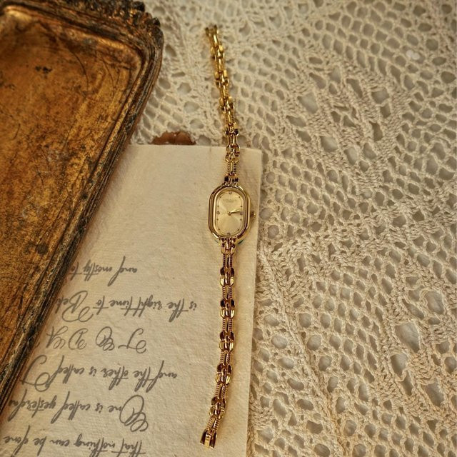 Armbanduhr Gold, Edelstahl, Quarz, Analoguhr, Damen, Vintage - Bild 1