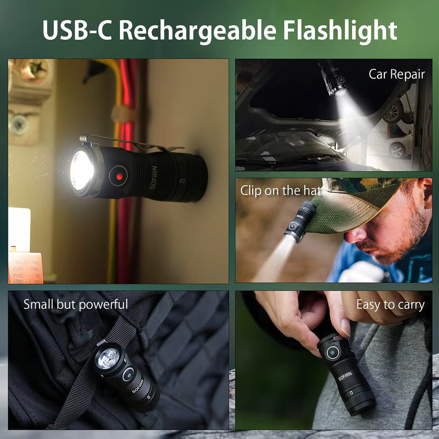 SOFIRN SC13A Mini EDC Taschenlampe Schwarz mit 519A LED und Anduril 2.0 für den Schlüsselanhänger - Bild 3
