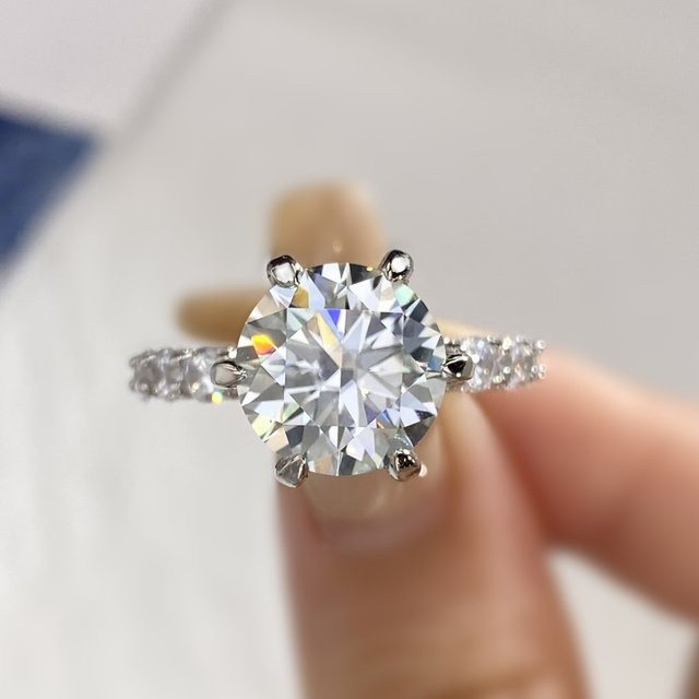 DWJ Verlobungsring, 925 Silber, Moissanit Diamant, Damen - Bild 1