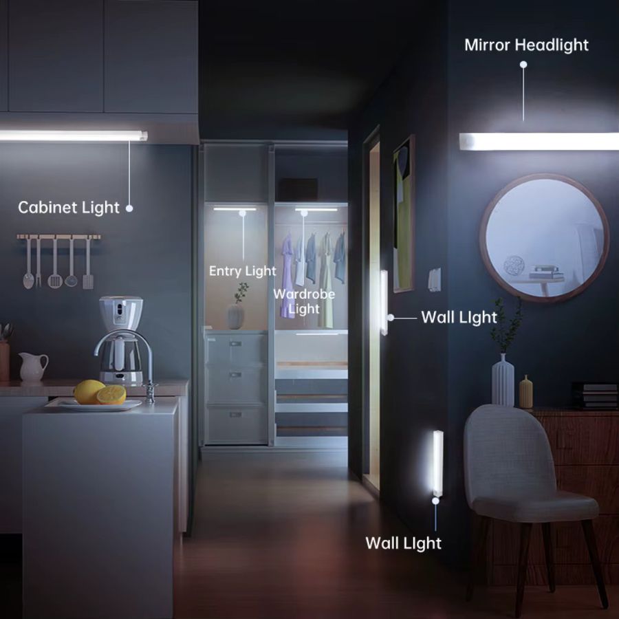 HUAJIANZM USB aufladbares Motion Sensor Nachtlicht mit 3 Lichtfarben für Schrank, Garderobe, Treppe und Küchenunterschränke - Bild 4