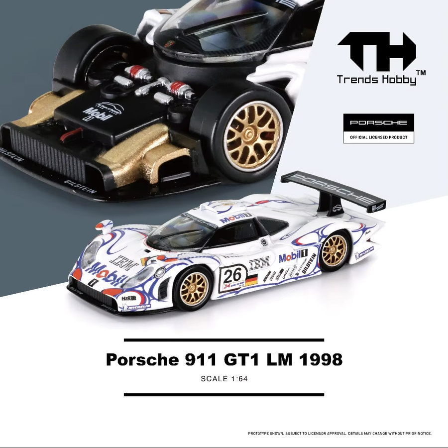 Trends Hobby Porsche 911 GT3 R DTM 2024 911 GT1 LM 1998, Spielzeugauto, 1:64 Maßstab, Metall - Bild 3