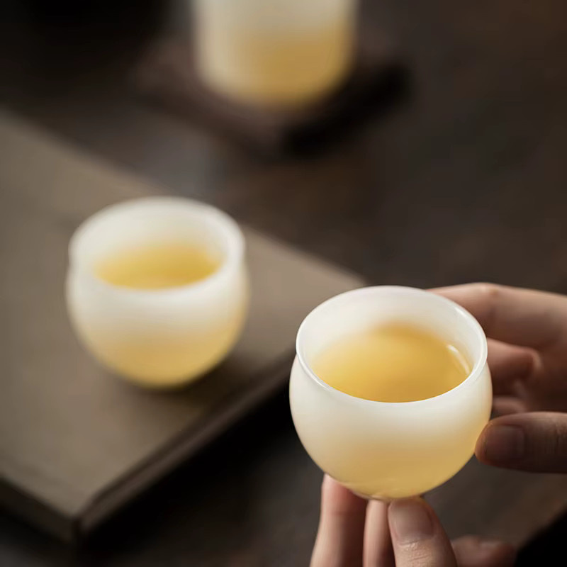 Weiße Keramik-Teetasse im Bambus-Stil für dein Gongfu-Tee-Set - Bild 4