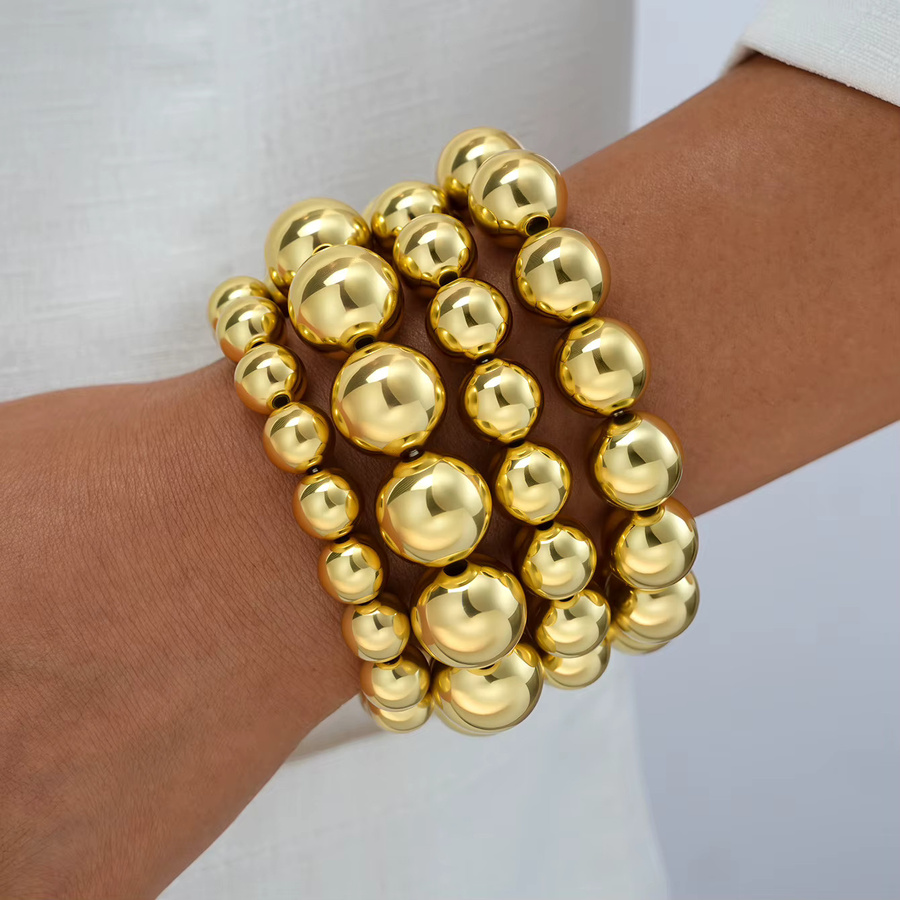 AY Armband-Set, 4-teilig, goldfarbene Perlen, Unisex - Bild 2
