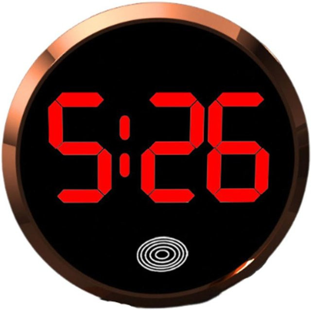 Hongruid Mini LED Digitaluhr mit Zeitanzeige für Auto Armaturenbrett oder Büro in Rose Gold mit rotem Licht - Bild 1