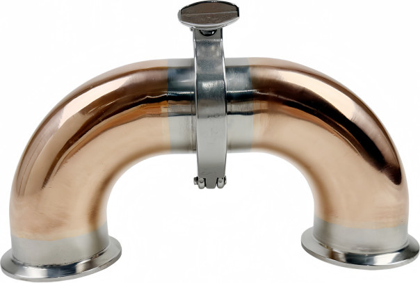YOHOYAMA 90-Grad-Rohrbogen aus Kupfer mit 2 Zoll Flansch und Tri-Clamp Verbindung inklusive Dichtung, OD 64mm - Bild 1