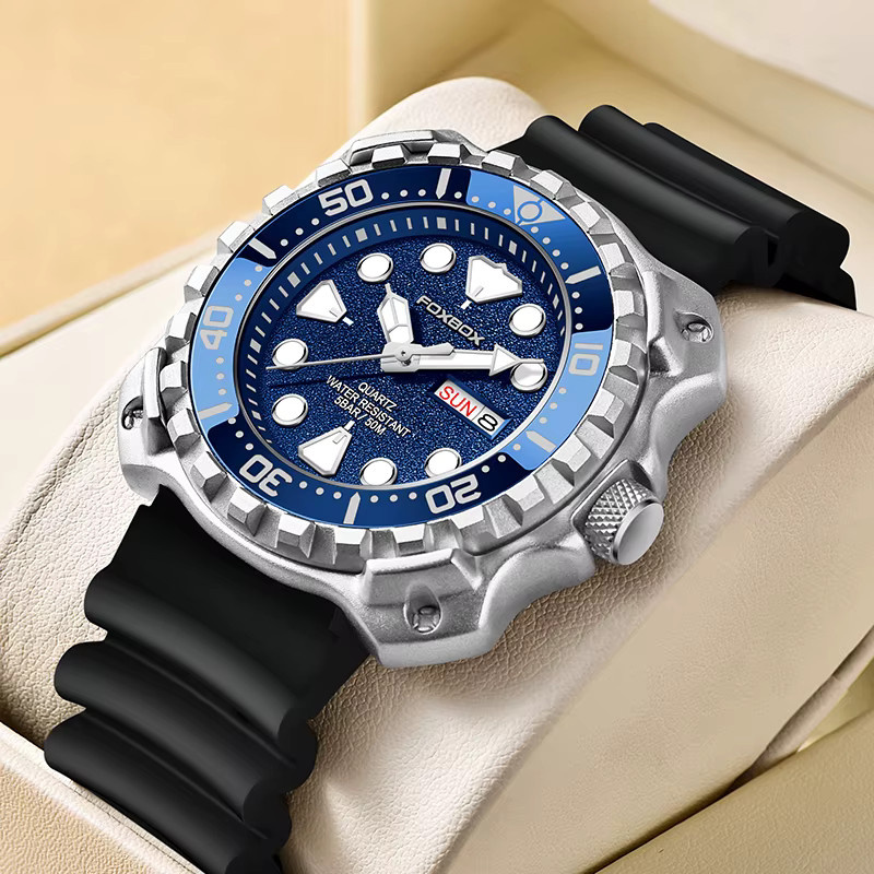 LIGE Armbanduhr Quarz, Edelstahl, Silikon, Blau, Herren - Bild 6