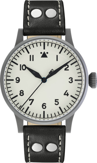 Laco Fliegeruhr, Handaufzug, Edelstahl, 42 mm, Leder, 10 ATM - Bild 1