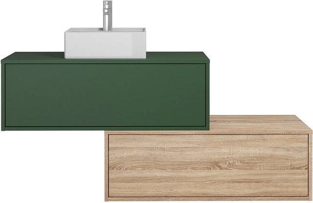Vente-unique Einzelwaschtisch Teana in Grün Naturfarben Hell, Breite: 94 cm - Bild 1