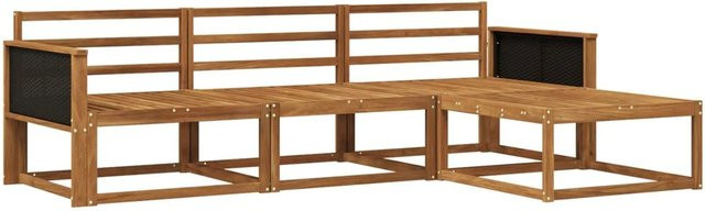 vidaXL Outdoor-Sofagarnitur aus Massivholz Akazie in Braun, L-Form mit 4 Teilen und Latten-Design - Bild 1