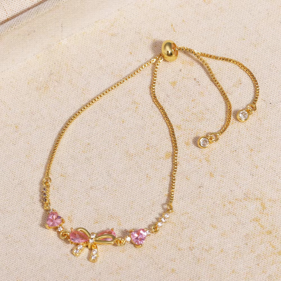 YUYAN Armband, Rosa Zirkon, Bowknot, Herz Charm, Damen - Bild 4