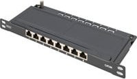 Digitus CAT 6a Slim Patchpanel 8 Port abgeschirmt Schwarz RAL 9005 0,5 HE B: 25,4 cm - Bild 1