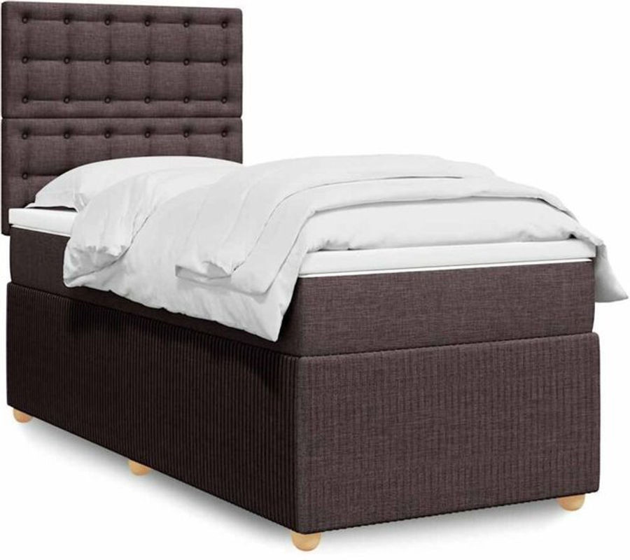 vidaxl Boxspringbett mit Matratze aus Stoff in Braun, B/T/H: 90 x 190 x 140,5 cm - Bild 1