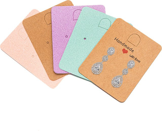 50 Stück Ohrring Display Karten in Rosa und Multicolour aus Papier für die Schmuckpräsentation und Verpackung - Bild 1