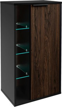 Fackelmann Midischrank B.Paris in Schwarz Matt und Eiche mit LED-Beleuchtung und Soft-Close-Türen, B/T/H: 47 x 32 x 84,2 cm - Bild 2