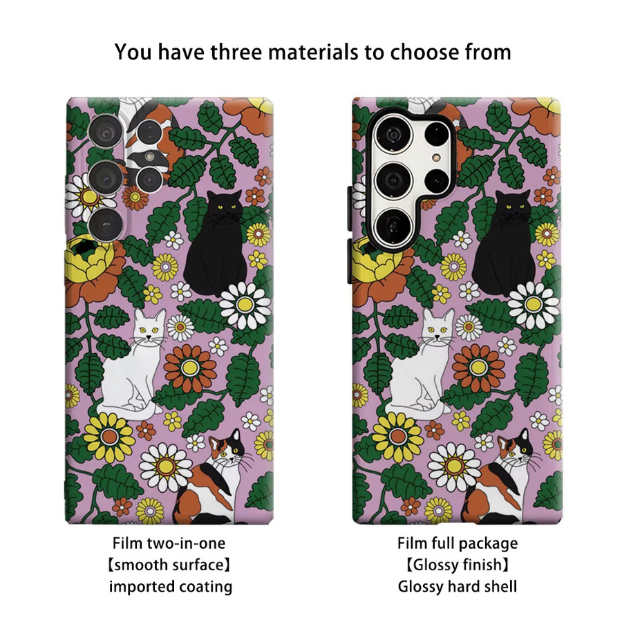 Stoßfeste Doppelschicht Handyhülle mit Katzen-Garten-Design für Samsung Galaxy S25 Ultra, S24 und S23 Ultra Plus in Multicolour - Bild 2